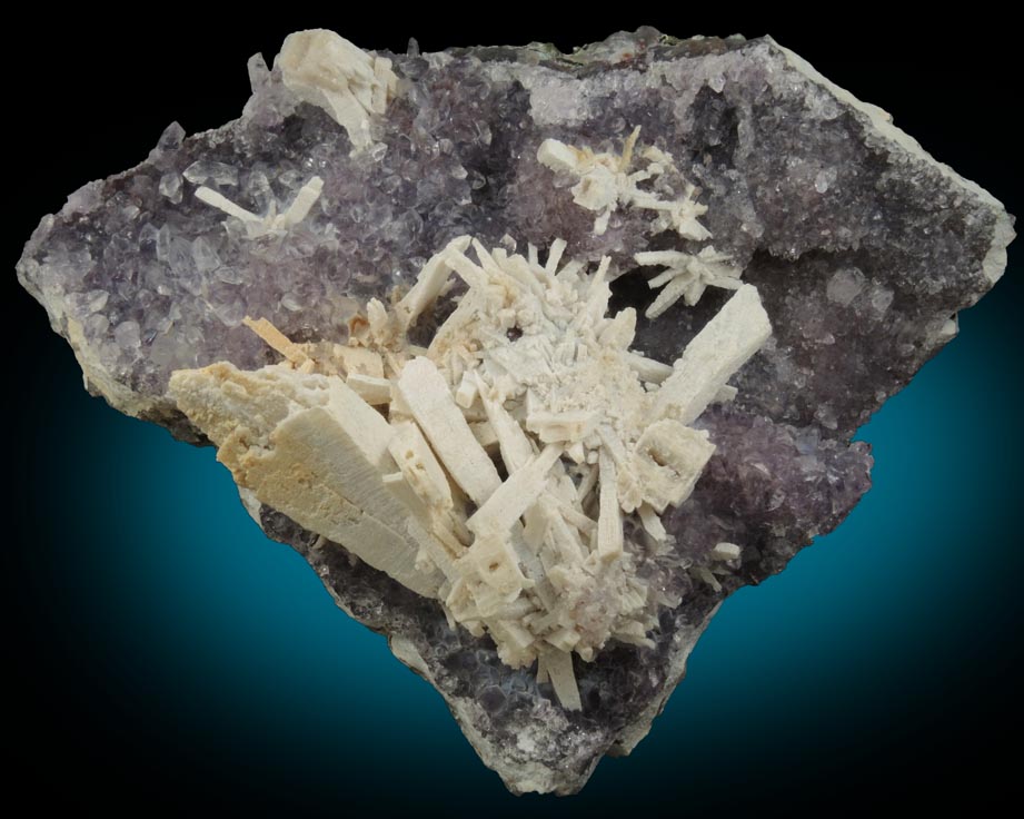 Quartz pseudomorphs after Anhydrite on Amethyst from Ametista do Sul, Alto Uruguai, Rio Grande do Sul, Brazil