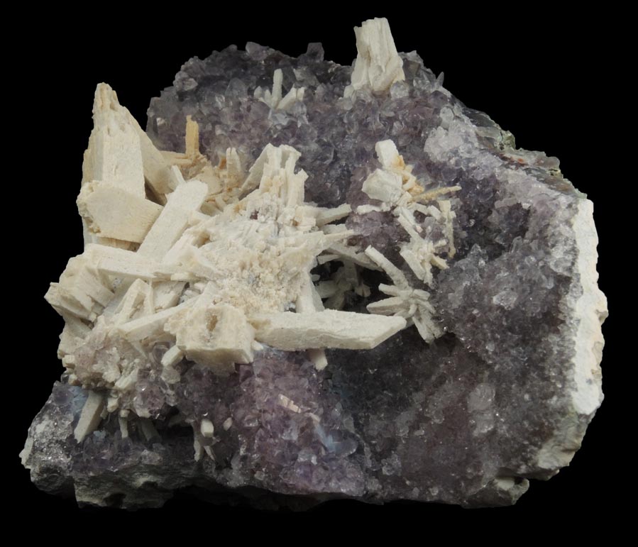 Quartz pseudomorphs after Anhydrite on Amethyst from Ametista do Sul, Alto Uruguai, Rio Grande do Sul, Brazil