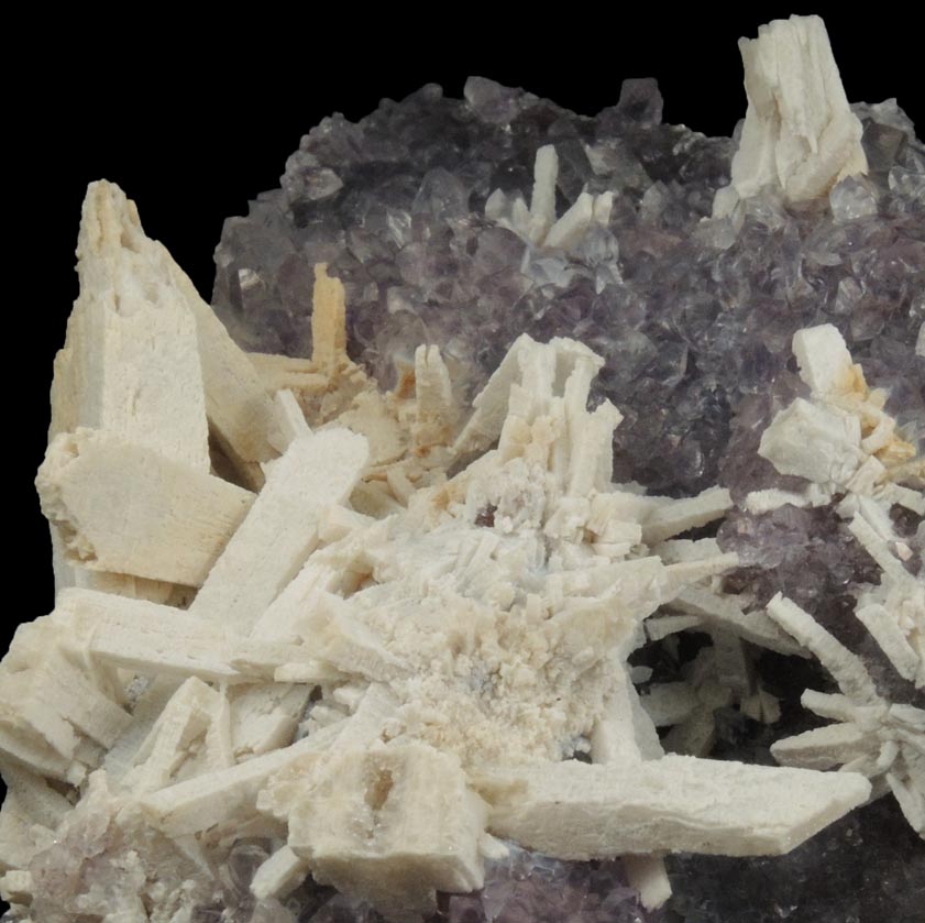 Quartz pseudomorphs after Anhydrite on Amethyst from Ametista do Sul, Alto Uruguai, Rio Grande do Sul, Brazil