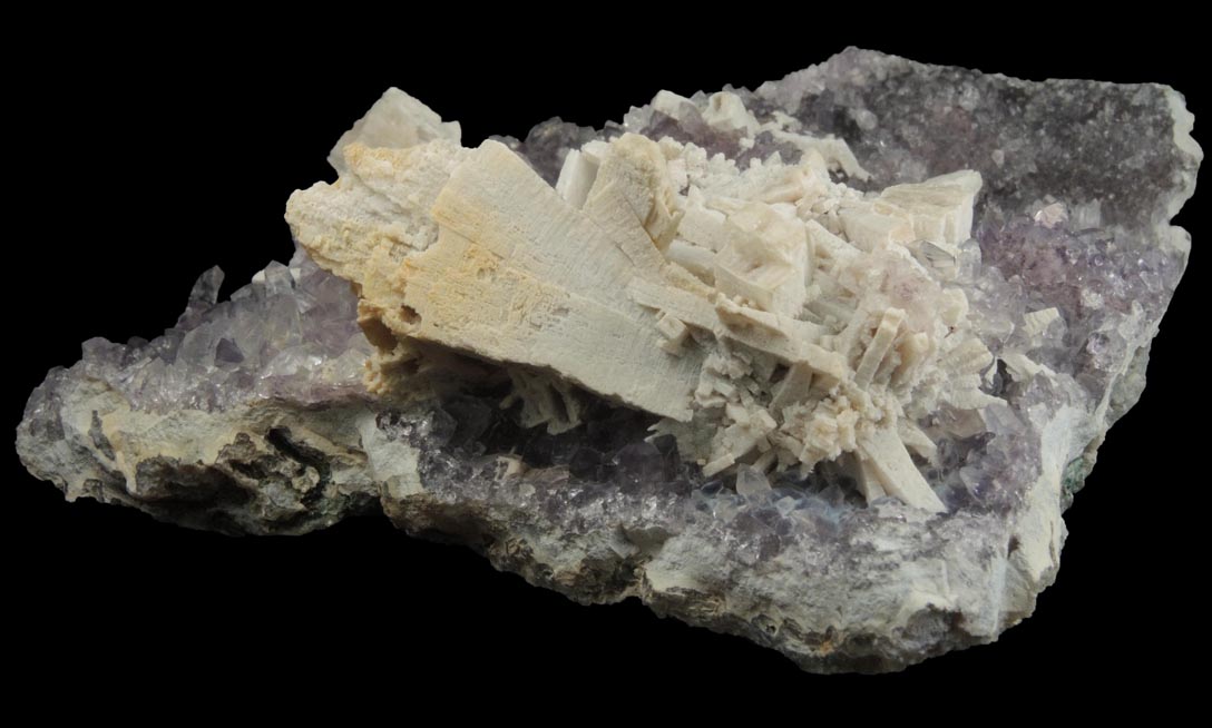 Quartz pseudomorphs after Anhydrite on Amethyst from Ametista do Sul, Alto Uruguai, Rio Grande do Sul, Brazil