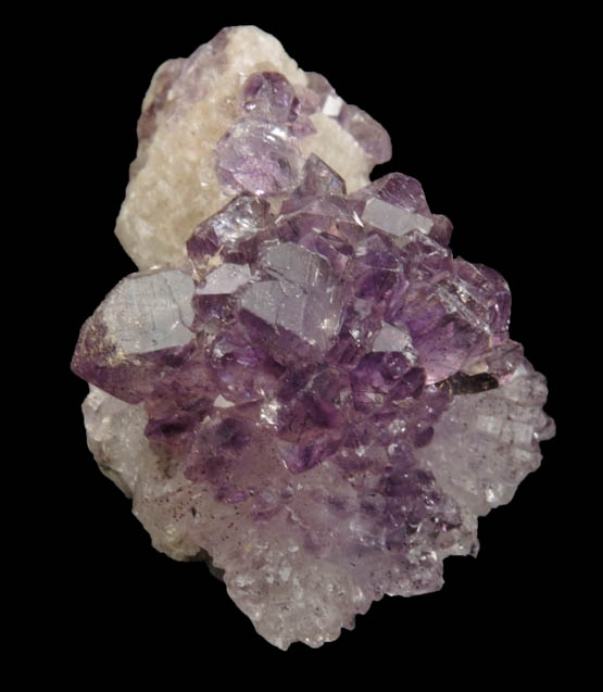 Quartz var. Amethyst Quartz with Goethite inclusions on Calcite from Kakamunurle Mine, Karur, Tamil Nadu, India