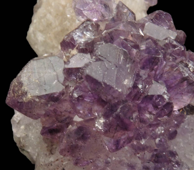 Quartz var. Amethyst Quartz with Goethite inclusions on Calcite from Kakamunurle Mine, Karur, Tamil Nadu, India