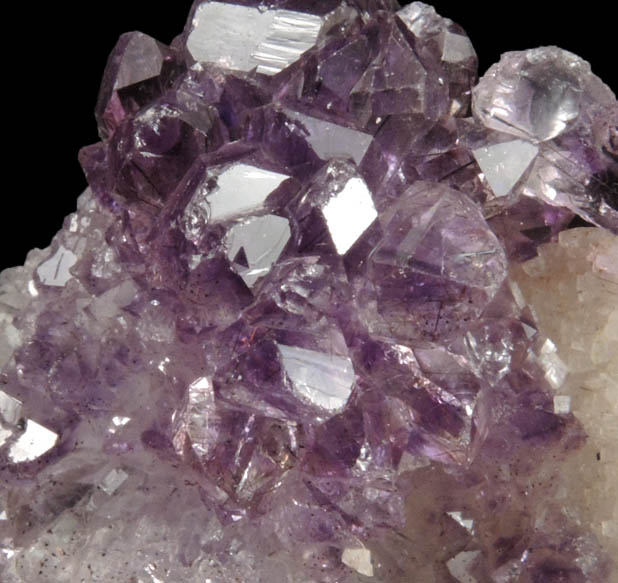 Quartz var. Amethyst Quartz with Goethite inclusions on Calcite from Kakamunurle Mine, Karur, Tamil Nadu, India