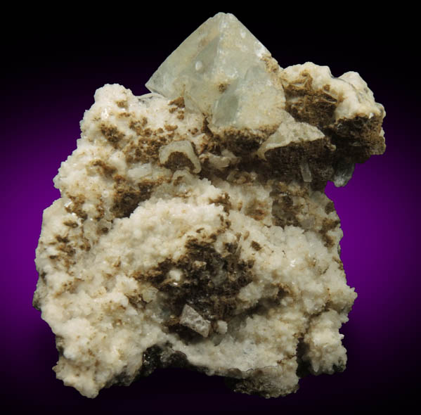 Fluorite on Calcite from Old Mine Plaza, Trumbull, Fairfield County, Connecticut