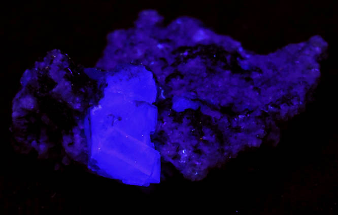 Fluorite on Calcite from Old Mine Plaza, Trumbull, Fairfield County, Connecticut