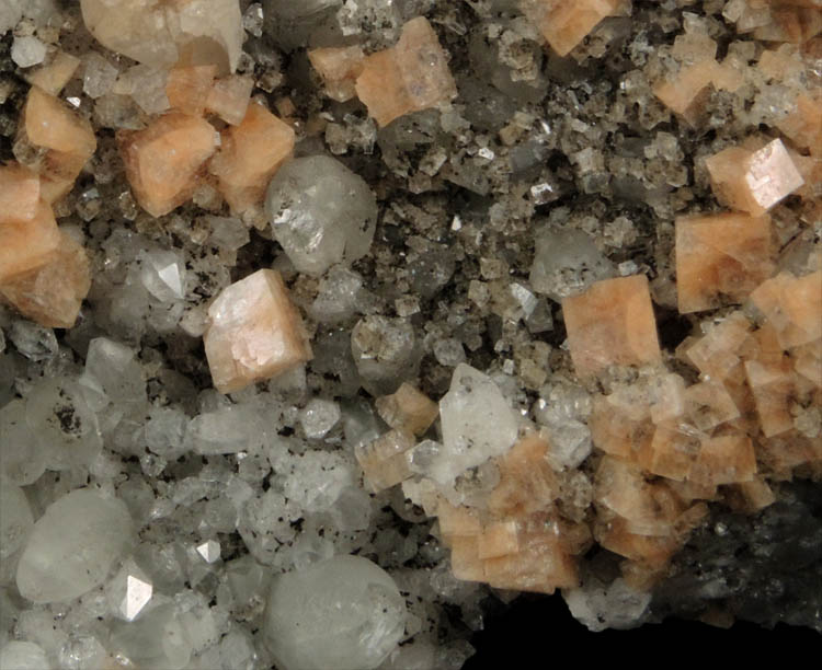 Chabazite, Apophyllite, Calcite, Quartz, Chamosite from New Street Quarry, Paterson, Passaic County, New Jersey