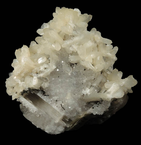 Stilbite on Quartz pseudomorphs after Anhydrite from Prospect Park Quarry, Prospect Park, Passaic County, New Jersey