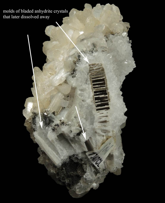 Stilbite on Quartz pseudomorphs after Anhydrite from Prospect Park Quarry, Prospect Park, Passaic County, New Jersey