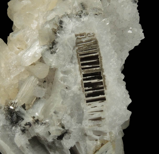 Stilbite on Quartz pseudomorphs after Anhydrite from Prospect Park Quarry, Prospect Park, Passaic County, New Jersey