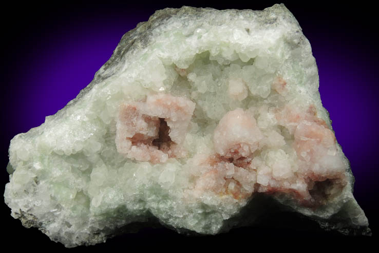 Gmelinite and Calcite on Prehnite from Upper New Street Quarry, Paterson, Passaic County, New Jersey