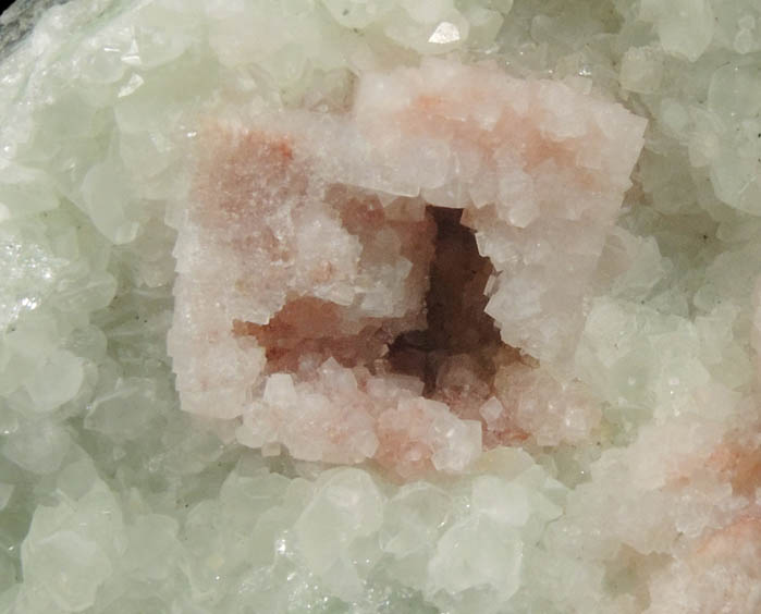 Gmelinite and Calcite on Prehnite from Upper New Street Quarry, Paterson, Passaic County, New Jersey