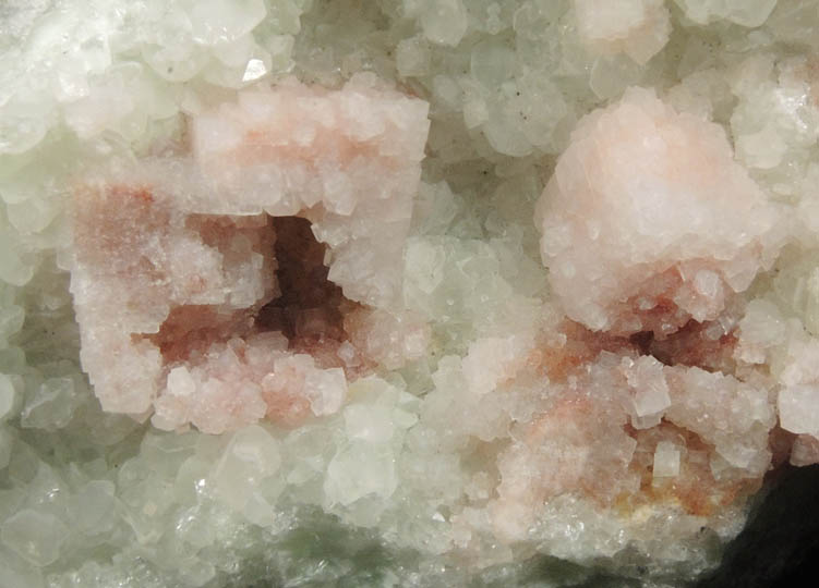 Gmelinite and Calcite on Prehnite from Upper New Street Quarry, Paterson, Passaic County, New Jersey