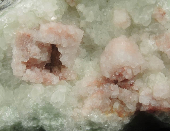 Gmelinite and Calcite on Prehnite from Upper New Street Quarry, Paterson, Passaic County, New Jersey