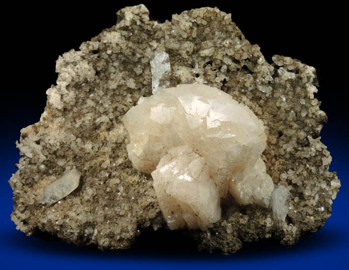 Heulandite on Quartz from Upper New Street Quarry, Paterson, Passaic County, New Jersey