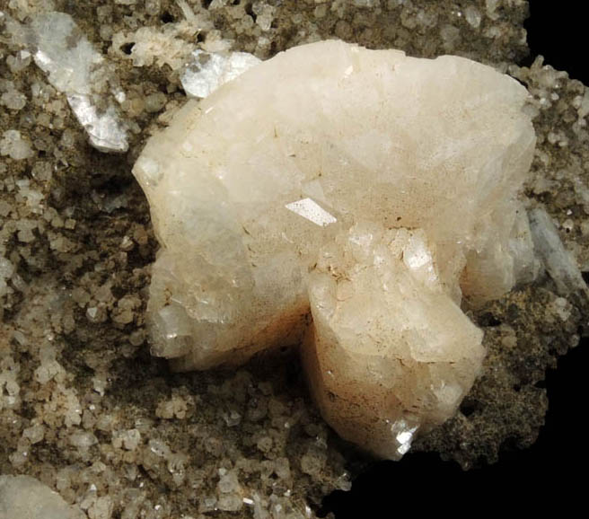 Heulandite on Quartz from Upper New Street Quarry, Paterson, Passaic County, New Jersey