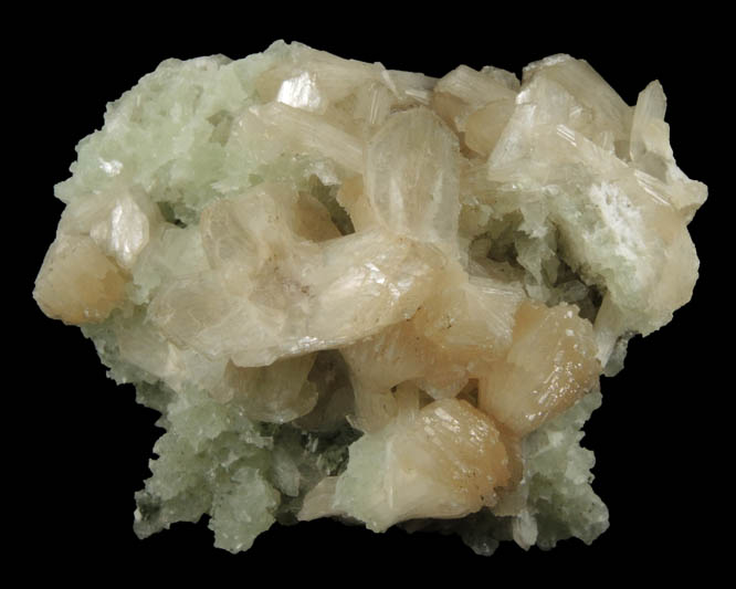 Stilbite on Prehnite pseudomorphs after Anhydrite from Upper New Street Quarry, Paterson, Passaic County, New Jersey