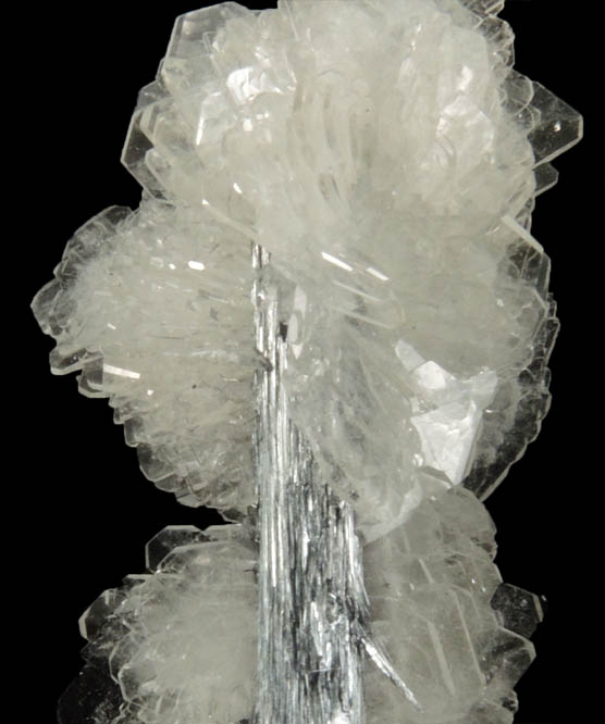 Barite on Stibnite from Baia Sprie, Maramures, Romania