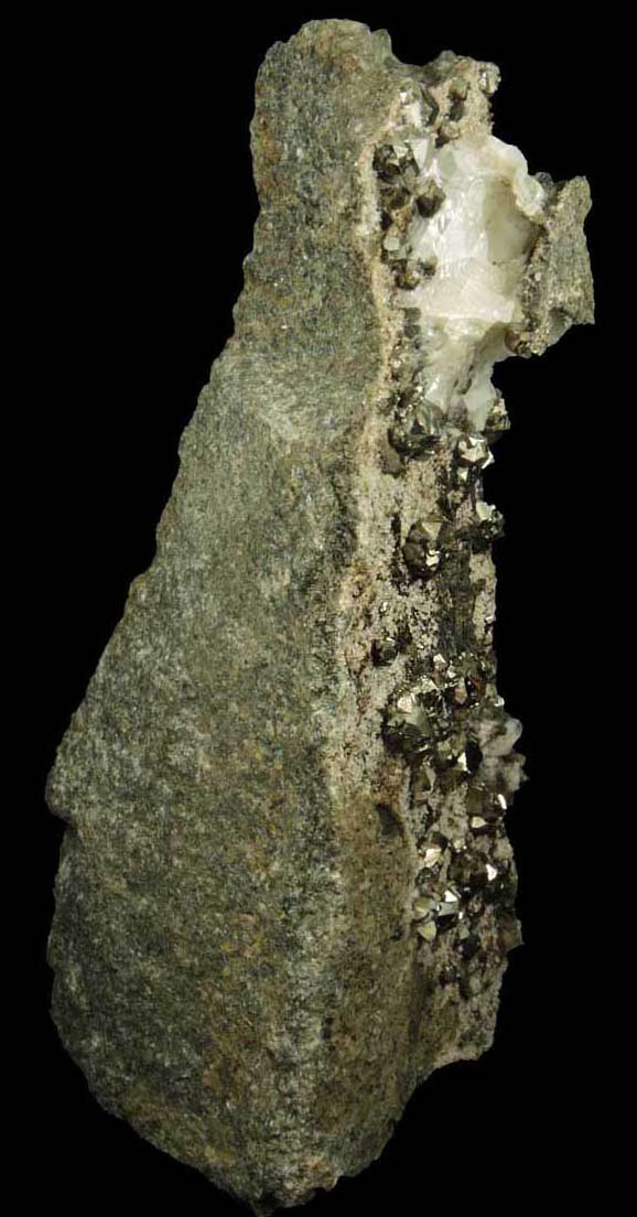 Pyrite with minor Calcite from Bull's Ferry Road condominium construction site, North Bergen, Hudson County, New Jersey
