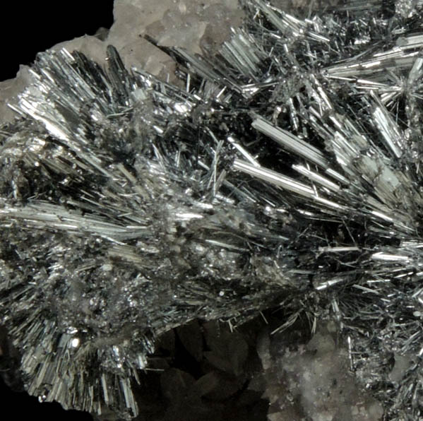 Stibnite on Calcite from Herja Mine (Kisbanya), Baia Mare, Maramures, Romania