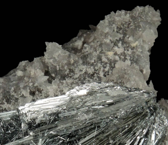 Stibnite on Calcite from Herja Mine (Kisbanya), Baia Mare, Maramures, Romania
