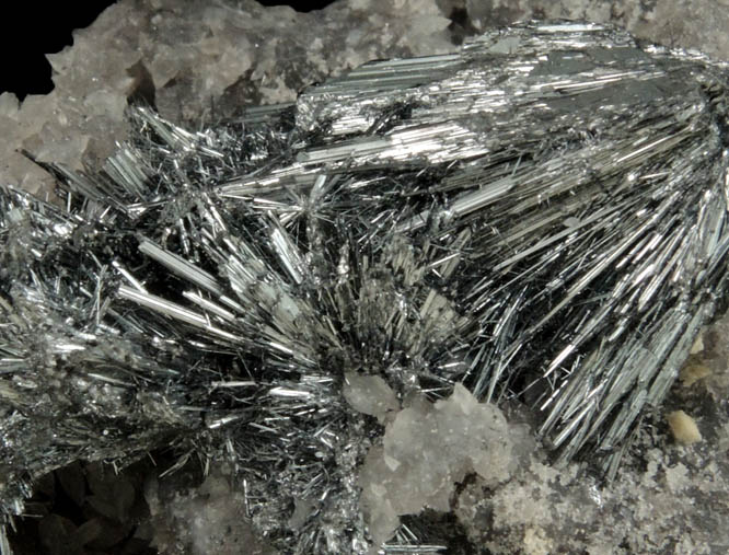 Stibnite on Calcite from Herja Mine (Kisbanya), Baia Mare, Maramures, Romania