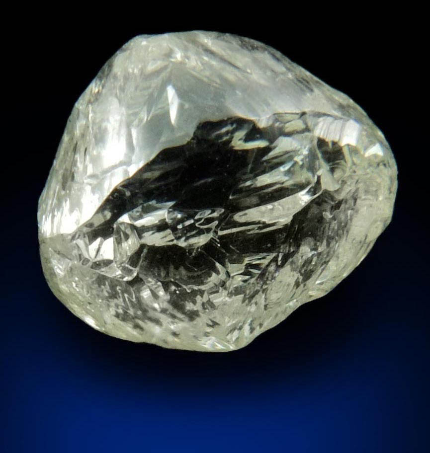 Diamond (1.92 carat superb gem-quality cuttable pale-yellow complex diamond) from Sakha (Yakutia) Republic, Siberia, Russia