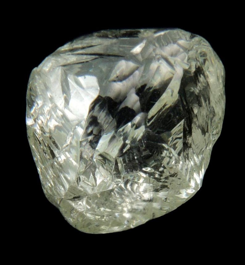 Diamond (1.92 carat superb gem-quality cuttable pale-yellow complex diamond) from Sakha (Yakutia) Republic, Siberia, Russia