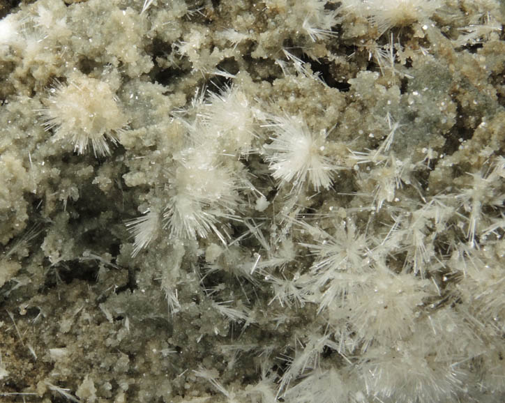 Natrolite on Calcite from Millington Quarry, Bernards Township, Somerset County, New Jersey