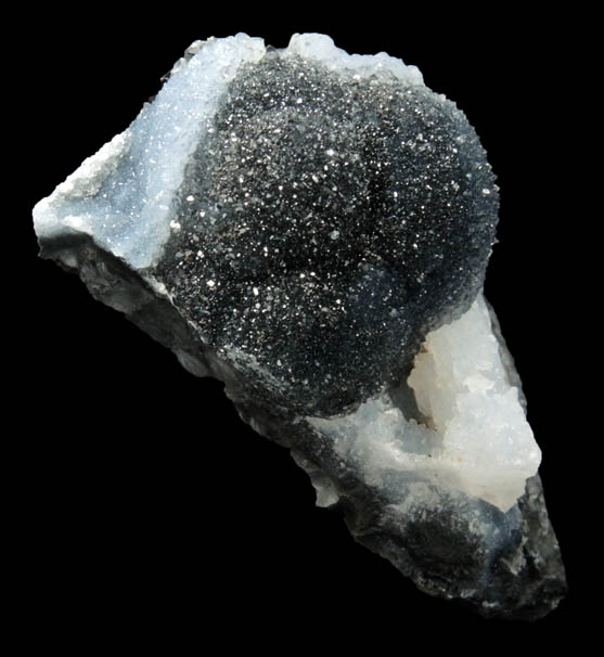 Manganite with Quartz coating from Imini, Amerzgane, Ouarzazate, Dra-Tafilalet, Morocco