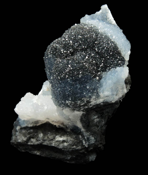 Manganite with Quartz coating from Imini, Amerzgane, Ouarzazate, Dra-Tafilalet, Morocco