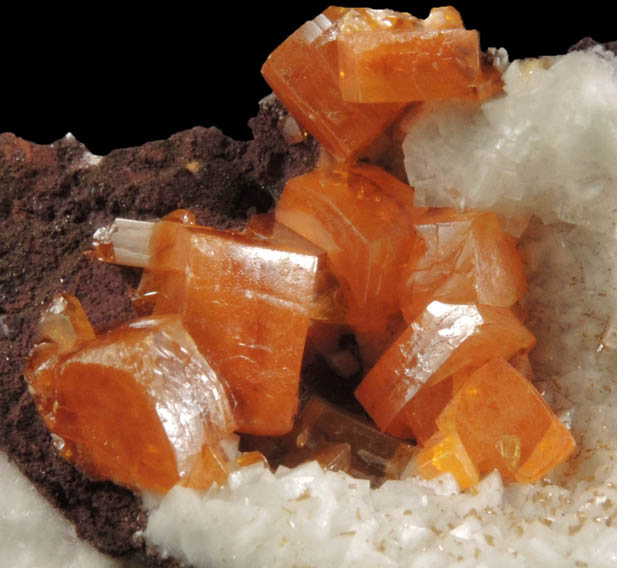 Wulfenite on Calcite from Erupcion/Ahumada Mine, Sierra de Los Lamentos, Chihuahua, Mexico