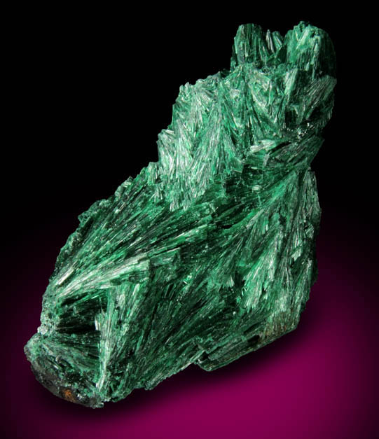 Malachite (fibrous) from Kolwezi Mining District, 240 km WNW of  Lubumbashi, Katanga Copperbelt, Lualaba Province, Democratic Republic of the Congo