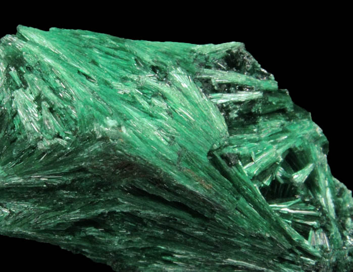 Malachite (fibrous) from Kolwezi Mining District, 240 km WNW of  Lubumbashi, Katanga Copperbelt, Lualaba Province, Democratic Republic of the Congo