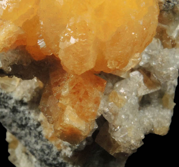 Stilbite and Calcite from Fairfax Quarry, 6.4 km west of Centreville, Fairfax County, Virginia