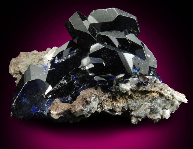 Azurite (twinned crystals) with Cerussite from Tsumeb Mine, Easter Pocket, Otavi-Bergland District, Oshikoto, Namibia