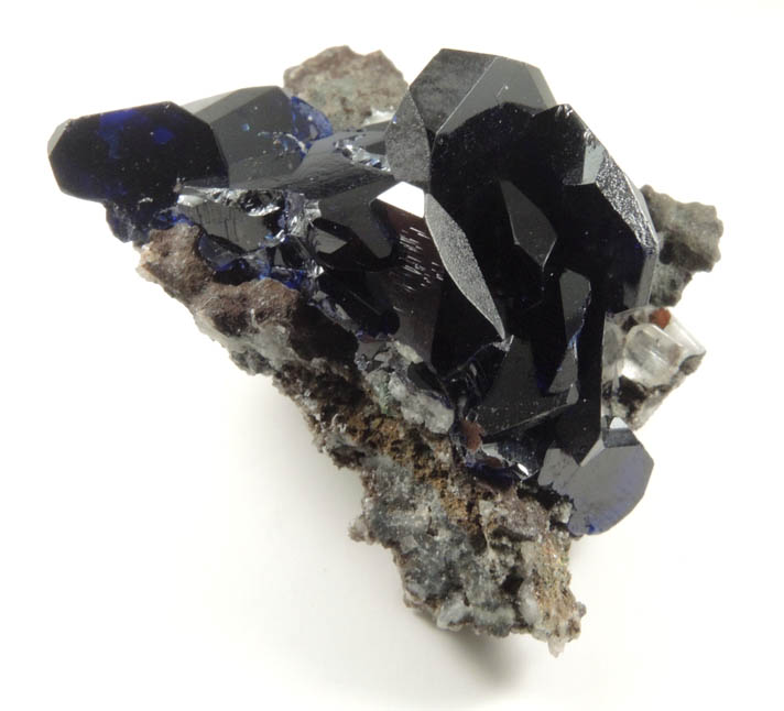 Azurite (twinned crystals) with Cerussite from Tsumeb Mine, Easter Pocket, Otavi-Bergland District, Oshikoto, Namibia