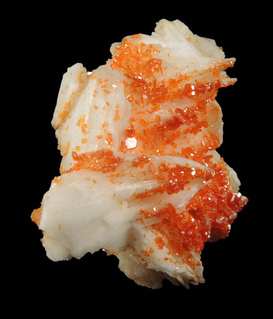 Vanadinite on Barite from Mibladen, Haute Moulouya Basin, Zeida-Aouli-Mibladen belt, Midelt Province, Morocco