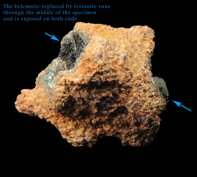 Vivianite from Raccoon Creek, Mullica Hill, Gloucester County, New Jersey