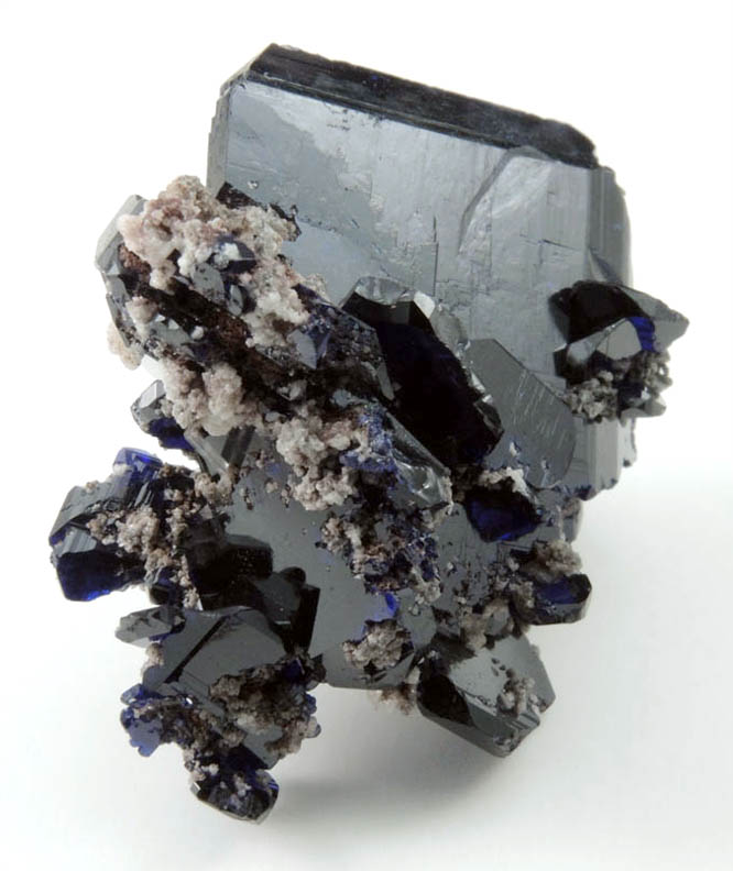 Azurite (twinned crystals) with Cerussite from Tsumeb Mine, Easter Pocket, Otavi-Bergland District, Oshikoto, Namibia