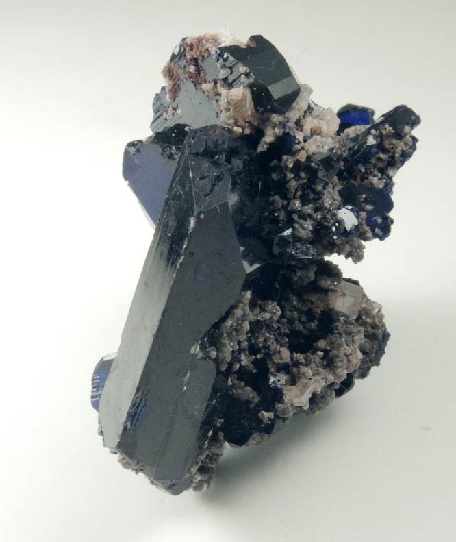 Azurite (twinned crystals) with Cerussite from Tsumeb Mine, Easter Pocket, Otavi-Bergland District, Oshikoto, Namibia