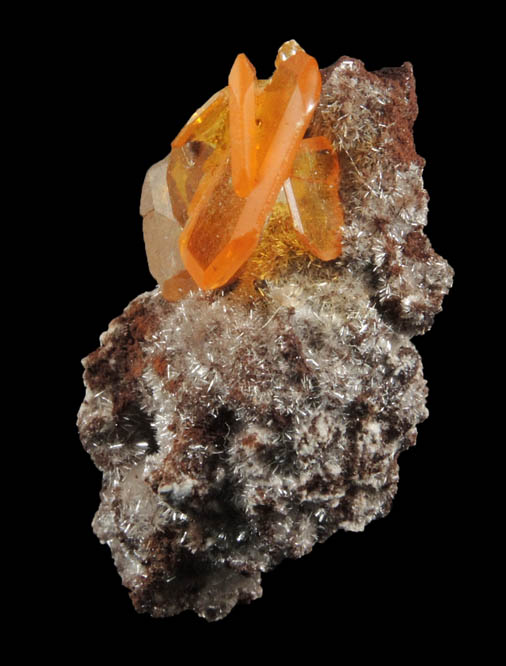 Wulfenite on Hemimorphite from 79 Mine, Banner District, near Hayden, Gila County, Arizona