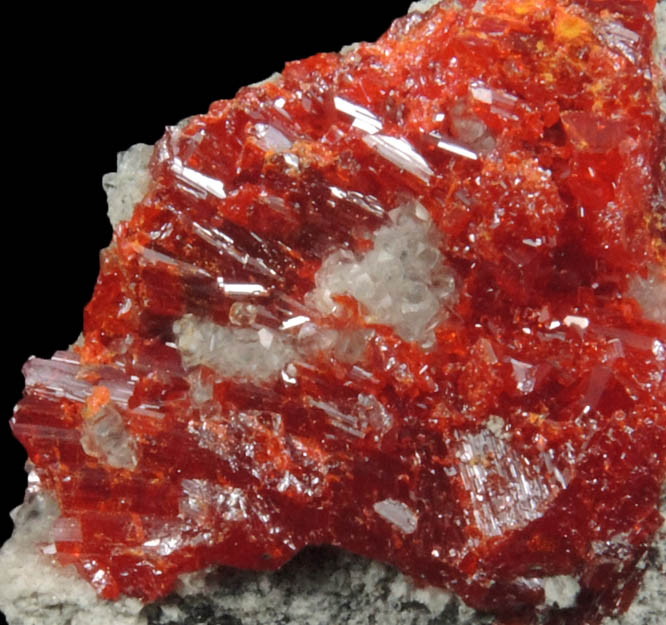 Realgar with Calcite from Getchell Mine, Humboldt County, Nevada