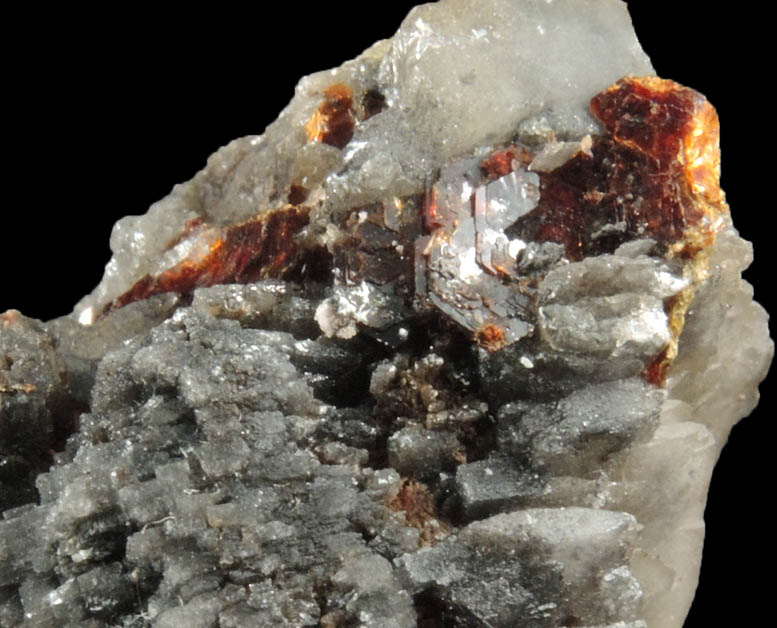 Shigaite on Calcite from N'Chwaning II Mine, Kalahari Manganese Field, Northern Cape Province, South Africa