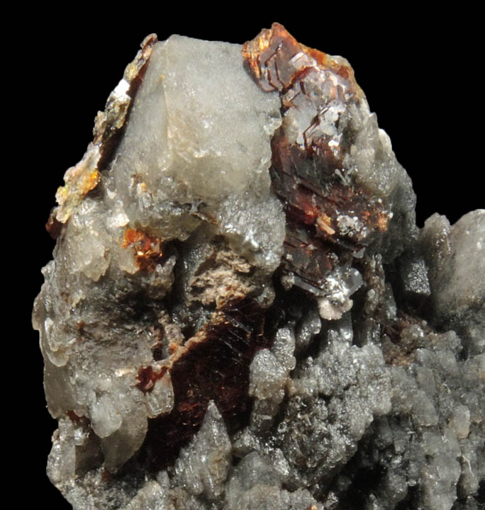 Shigaite on Calcite from N'Chwaning II Mine, Kalahari Manganese Field, Northern Cape Province, South Africa