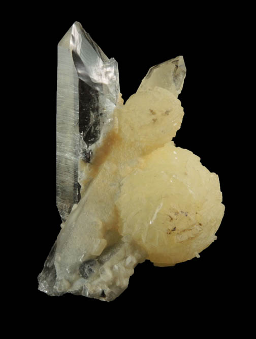 Wavellite on Quartz from Siglo XX Mine, Llallagua, Bustillos Province, Potosi Department, Bolivia