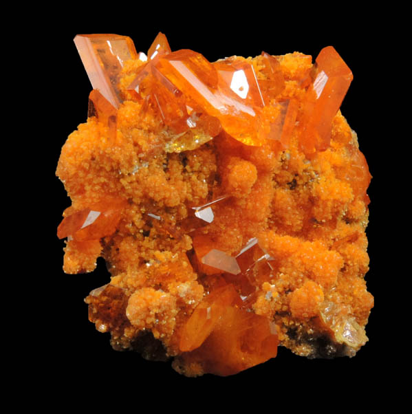 Wulfenite with Mimetite from Rowley Mine, 20 km northwest of Theba, Painted Rock Mountains, Maricopa County, Arizona