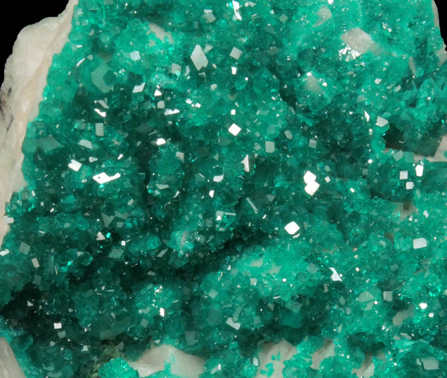 Dioptase on Calcite from Tsumeb Mine, Otavi-Bergland District, Oshikoto, Namibia