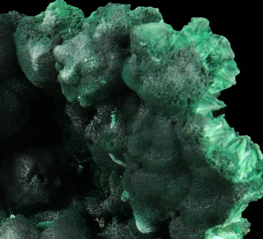 Malachite (fibrous form) from Mindingi, 60 km W of Likasi, Katanga Copperbelt, Lualaba Province, Democratic Republic of the Congo