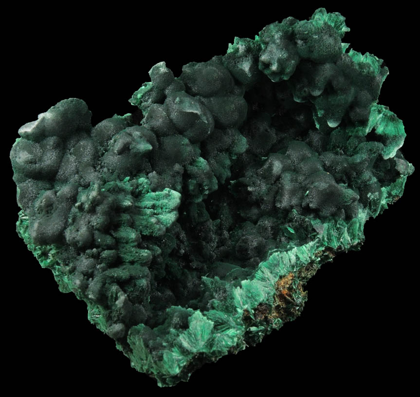 Malachite (fibrous form) from Mindingi, 60 km W of Likasi, Katanga Copperbelt, Lualaba Province, Democratic Republic of the Congo