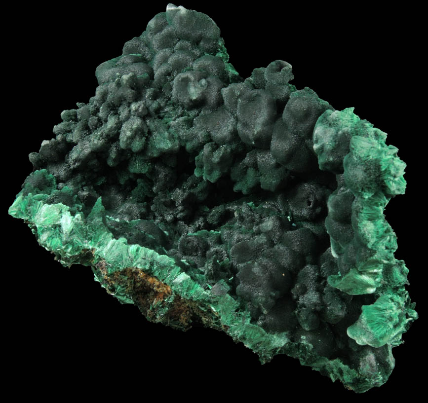 Malachite (fibrous form) from Mindingi, 60 km W of Likasi, Katanga Copperbelt, Lualaba Province, Democratic Republic of the Congo